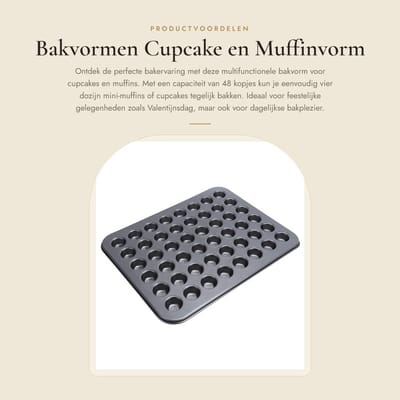 Dailygoods- Bakvormen Antiaanbaklaag - Muffinvorm - Cupcakevorm - 48 Minicakevormen - Koolstofstaal - Gemakkelijk schoon te maken