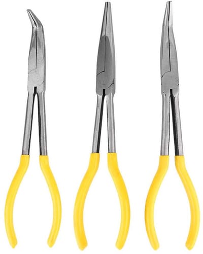 Mechanische Tangen Set - Langbektang Kits - Precisiewerk - 3 Verschillende Tips - 11 Inch - Zwart