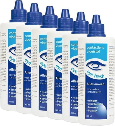 Eye Fresh 6 x 360 ml - Alles-in-één - Lenzenvloeistof voor zachte contactlenzen - Voordeelverpakking