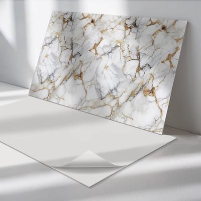 Wallfluent Vinyl Wandpaneel - Elegant marmerpatroon Zelfklevend Wandpaneel - 100 cm x 50 cm - Wit PVC wandpaneel - Set van 1 - Rechthoekig Wandbekleding Vinyl - Texturen Wandpaneel - PVC Muurpaneel - Wandpaneel Keuken en Badkamer
