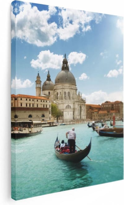 Artaza Canvas Schilderij Gondel Venetië - 30x40 cm - Klein - Wanddecoratie Italië - Muurdecoratie Stad - Kamer Accessoires Canal Grande