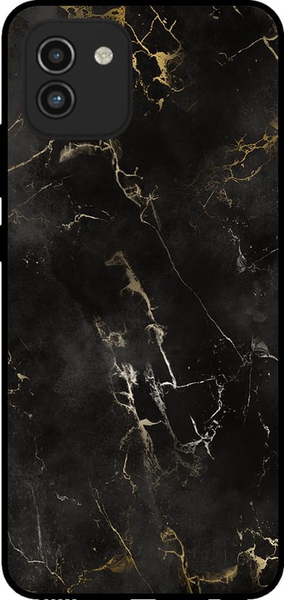 Smartphonica Telefoonhoesje voor Samsung Galaxy A03 met marmer opdruk - TPU backcover case marble design - Zwart geschikt voor Samsung Galaxy A03