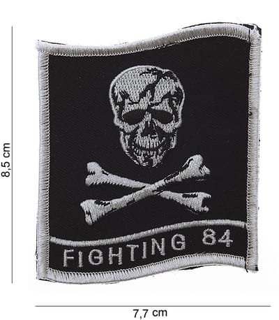 Embleem stof Fighting 84 (skull) met klittenband #1066