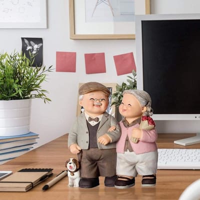 Dailygoods- Taarttopper Huwelijksverjaardag - Taartdecoratie - Figuren Oma/Opa - Hars - 11 x 12 cm - Elegante Decoratie - Decoratiefiguur