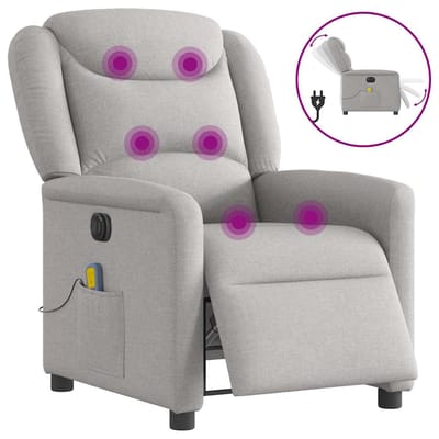 vidaXL - Massagestoel - elektrisch - verstelbaar - stof - wolk - grijs