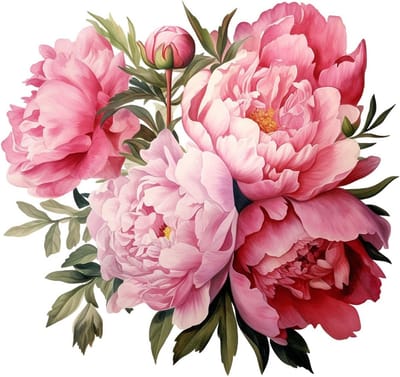 Muursticker Pioenroos, Muursticker Zachtroze Bloemen, Muursticker Pioenroos Bloemen Waterdicht, Muursticker Pioenroos Vintage, Muursticker Muurdecoratie voor Woonkamer Slaapkamer (30 * 30 cm)