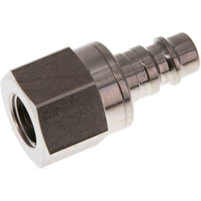 RVS DN 7.2 (Euro) Luchtkoppeling Insteeknippel G 1/4 inch Binnendraad Double Shut-Off - CLP7-F-S-SV-014