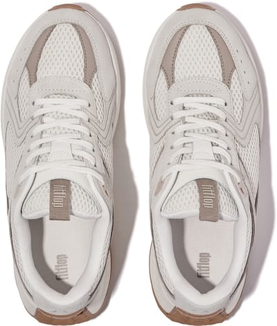 FitFlop FitFlop F-Mode Flow Suede/Mesh/Leather Flatform Sneakers WIT - Maat 37