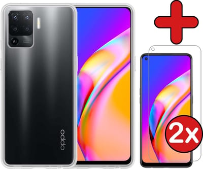 Hoesje - Met 2x Screenprotector - Geschikt voor OPPO A94 - Sterk & Shockproof - Telefoon Hoes - Back Cover - Siliconen Case - Telefoonhoes - Transparant