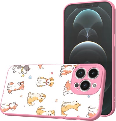 Smartphonica Telefoonhoesje Geschikt voor iPhone 12 Pro Max met Honden opdruk - TPU Back Cover Case Dogs Design - Roze geschikt voor iPhone 12 Pro Max