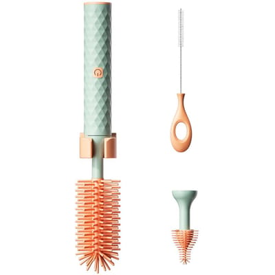 Brosse de nettoyage de biberon électrique, Kit de nettoyage de bouteille d'eau, brosse de paille de mamelon de bébé, 5 pièces English rose