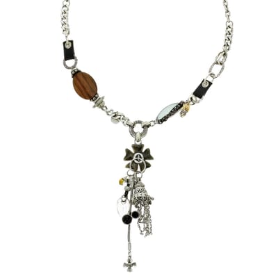 Behave - Zilverkleur ketting met bolhanger en steentjes - Tijdloos chic