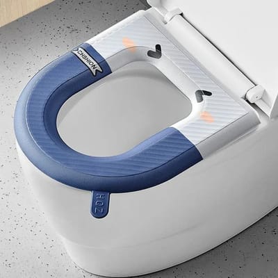 Herbruikbare Waterdichte Toiletbrilhoes Wasbare Coverpads Antislip Toiletbrilhoes voor Thuis Reizen Gebruik Badkameraccessoires blauw