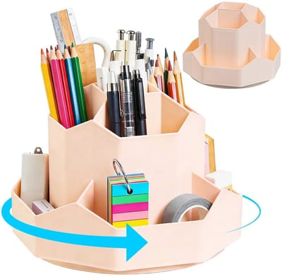 Dailygoods- Pennenhouder Draaibaar 360° - Bureau Organizer - Grote Capaciteit - 9 Vakken - Multifunctioneel - Geschikt voor Kinderen - Bureauorganizer