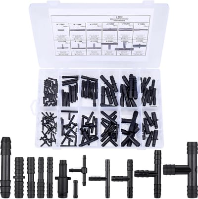 BRENZOOS- Slangverbinder 113 Stuks - Irrigatie Verbindingen - Tuin/Agri - Kunststof Aansluitingen - Duurzaam/Verstelbaar - Eenvoudig te Installeren - Slangverbinder Set