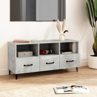 vidaXL - Tv-meubel - 102x35x50 - cm - bewerkt - hout - betongrijs