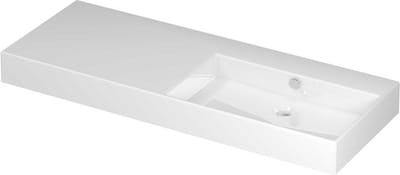 INK Unlimited porseleinen wastafel rechts zonder kraangat 120 x 45 x 11 cm, glanzend wit