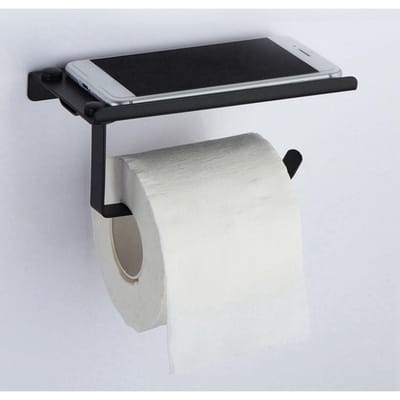 Toiletpapierhouder met Plank Multifunctioneel Roestvrij Toiletrek voor Thuis Badkamer Hotel gray