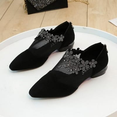 Sandalen voor Dames Retro Strass Sandalen Dames Elegante Bloem Vierkante Hak Sandalen Mesh Lichtgewicht Sandalen Zomer Damesschoenen 35 zwart
