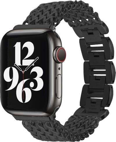 MY PROTECT - Luxe Metalen Visgraat Bandje - Geschikt Voor Apple Watch Bandje - Series 1/2/3/4/5/6/7/8/9/10/SE/Ultra - 44mm - 45mm - 46mm - 49mm - Zwart