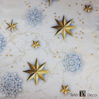 Tafel-Deco Kerst tafelloper ecru met een 3D print 50 x 190 cm