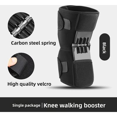 1 Stuk Aanpasbare Kniegewricht Versterker Met Veerstaalplaat Voor Ouderen Unisex Patella Gewricht Kniebeschermer Buitensporten Verzorging black