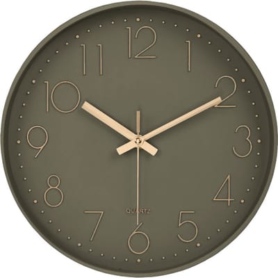 LW Collection grijs luxe wandklok 30cm - muurklok - Grijzen klok rond met rose gouden cijfers - keukenklok - kleine klok