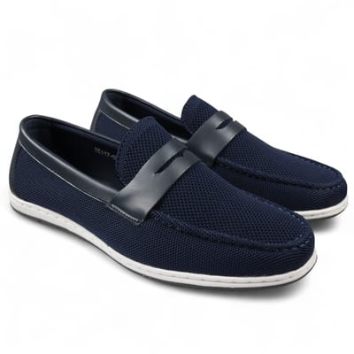 Heren Marineblauwe ademende loafers, lichtgewicht instappers