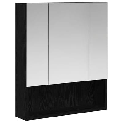 vidaXL - Badkamerspiegelkast - Zwart - Eiken - 60 - x - 14.5 - x - 70 - cm - Bewerkt - hout