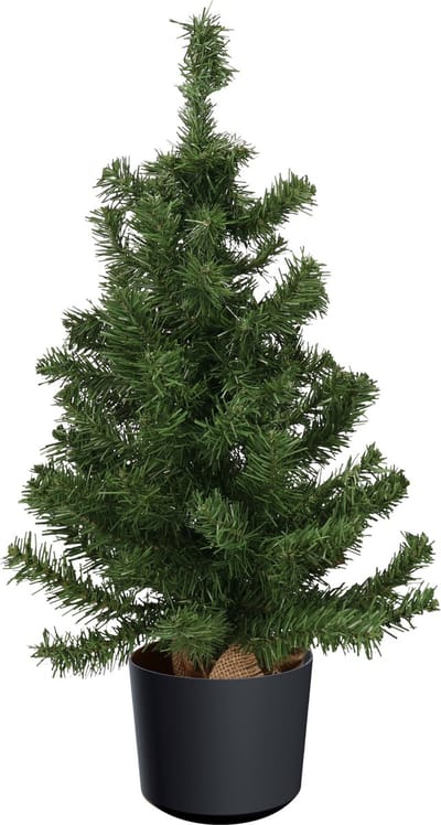 Mini kerstboom groen - in kunststof pot antraciet grijs - 75 cm - kunstboom