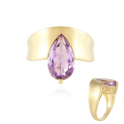 Cavill - Zilveren ring verguld - 4,05 ct Lavendel Amethist peervormig geslepen - 925 Sterling Zilver - Elegant en modern
