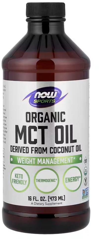 NOW Sports Organic MCT Oil 473ml – Keto & Energy Support – C8/C10 Coconut Oil – Vegan