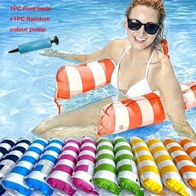 Nivard Luxe Waterhangmat - Luchtbed Zwembad - Luchtmatras Opblaasbaar - Water Hangmat - Aqua Lounge - Oranje + Pomp