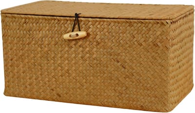 Landelijke opbergdoos met stofdicht deksel, multifunctionele mand voor geschenken en accessoires (25 x 15 x 10 cm)