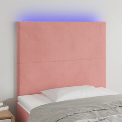 vidaXL - Hoofdbord - LED - 90x5x118/128 - cm - fluweel - roze