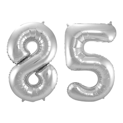 Folieballon 85 jaar - Zilver - 86 cm