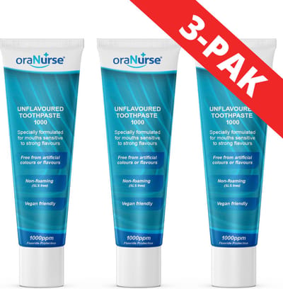 oraNurse smaakloze schuimloze Tandpasta 1000ppm Fluoride (voor kinderen van 2 tot 5 jaar) - smaakloos | schuimloos | 3 PAK