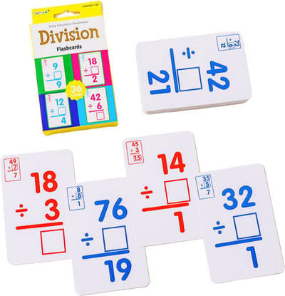 Decopatent - Flashcards Ik leer Rekenen DEELSOMMEN (:) - 36x Schrijfkaarten uitwisbaar Deel Sommen Leren - Delen - Leerzame Educatieve Spellen - Groep 3/4/5 - Educatief Speelgoed 4/5/6/7/8 jaar - Oefenen en leren rekenen - Montessori Speelgoed