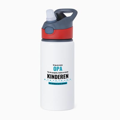 Hacebo® - ik ben de trotste opa van de grappigste, leukste en beste kinderen, en ja dit heb ik van hun gekregen waterfles met rietje rood - de trotste opa - verjaardag - verjaardagscadeau - cadeau - beste kinderen - water fles - 650ML