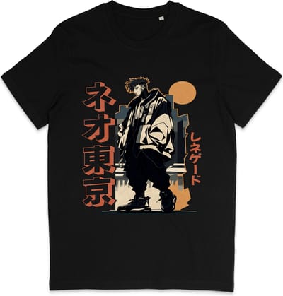 Heren en Dames T Shirt - Anime - Zwart - XS