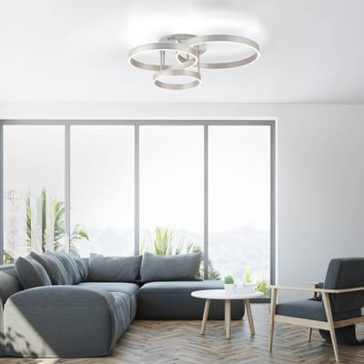 JUST LIGHT. GmbH LED plafondlamp Lilluti, zilver, ijzer, aluminium, 3 ringen