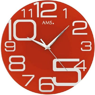 AMS W9462 - Wandklok - Analoog - Mineraal glas - Rood