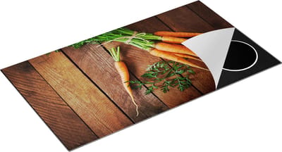 Chefcare Inductie Beschermer Wortels op Houten Planken - 95x50 cm - Afdekplaat Inductie - Kookplaat Beschermer - Inductie Mat