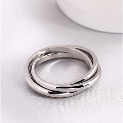 Klassieke Stijl Roestvrij Staal In elkaar grijpende Drie Ringen Set voor Vrouwen En Mannen Mode Sieraden Cadeau Maat 5-11 10 gray