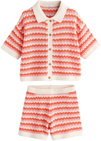 Next - Meisjes - Gebreid overhemd en short - Oranje