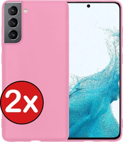 Hoesje - 2 Stuks - Geschikt voor Samsung Galaxy S22 - Sterk & Shockproof - Telefoonhoes - Back Cover - Case Siliconen - Telefoon Hoes - Lichtroze