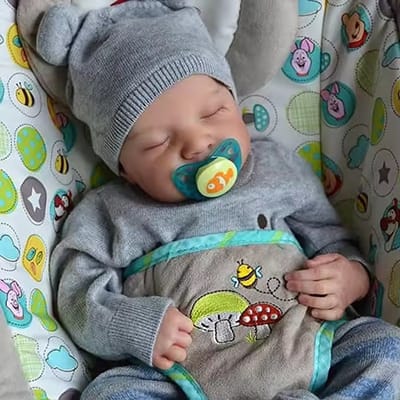 Ryoudavell - Levensechte Reborn Babypop Meisje - 45 cm - Slapende Pasgeboren Pop - Volledig Siliconen Vinyl Lichaam - Waterdicht Bad Speelgoed - Ideaal Verjaardagscadeau voor Kinderen vanaf 3 Jaar - Reborn Baby Pop Meisje