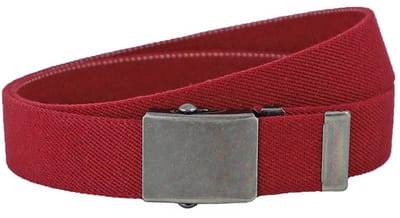Landley Elastische Canvas Riem met Metalen Schuifgesp - Stretch - Koppelriem - Dames / Heren - Unisex - Rood - Lengte totaal 120 cm / Riemmaat 105