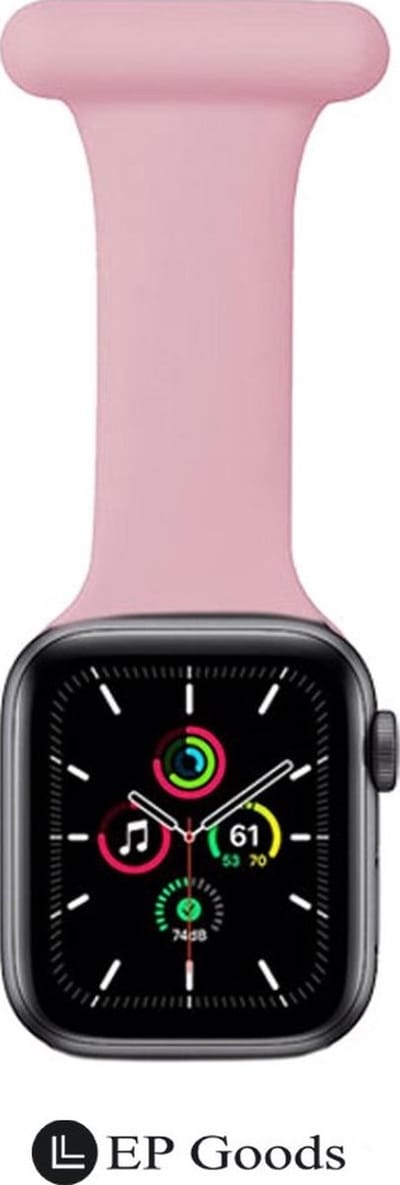 EP Goods - Verpleegkundige band - Zorg Horlogebandje - Hangende Band - Geschikt voor Apple Watch 1/2/3/4/5/6/SE/7/8 - 38/40/41mm - Siliconen - Roze