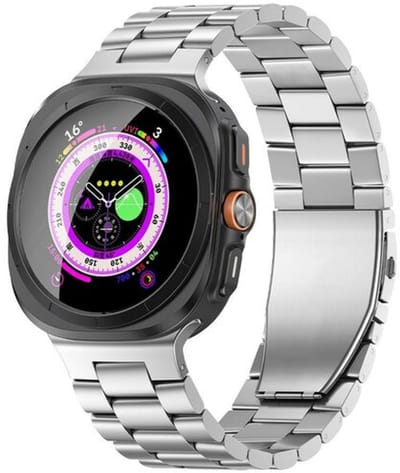 By Qubix - smartwatch bandje - Compatible Samsung bandje - Titanium schakelband - Zilver - Geschikt voor Samsung Galaxy Watch 9 (40/44mm) - Watch 8 (40/44mm) - Watch 8 Classic (46mm)